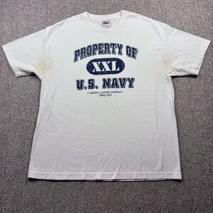 VTG Murina Property Of U.S. Navy T Shirt Mens XXL White Made In USA 90s